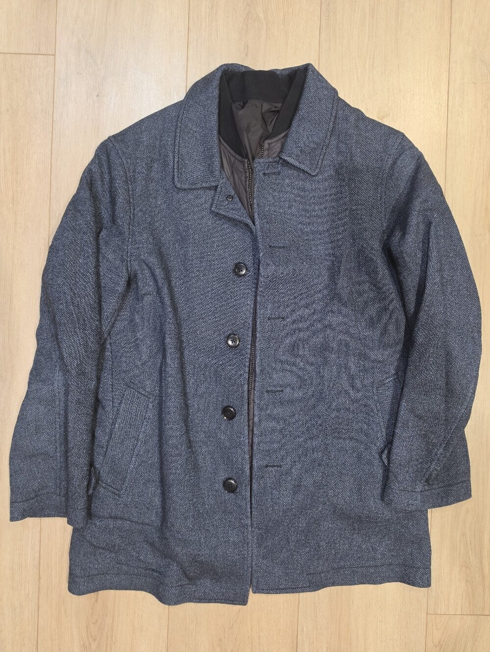Rodd & Gunn Wool Blend Quilted Lined Car Coat Jacket XL Blue Gray